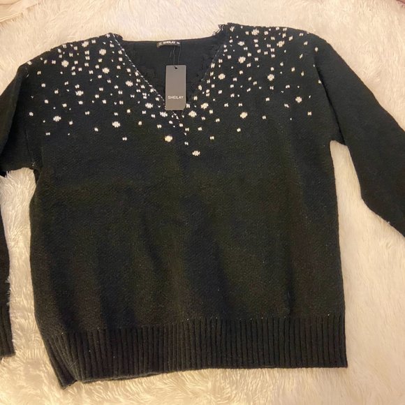 Sheilay Print Lace V-Neck Casual Sweater - Picture 2 of 2